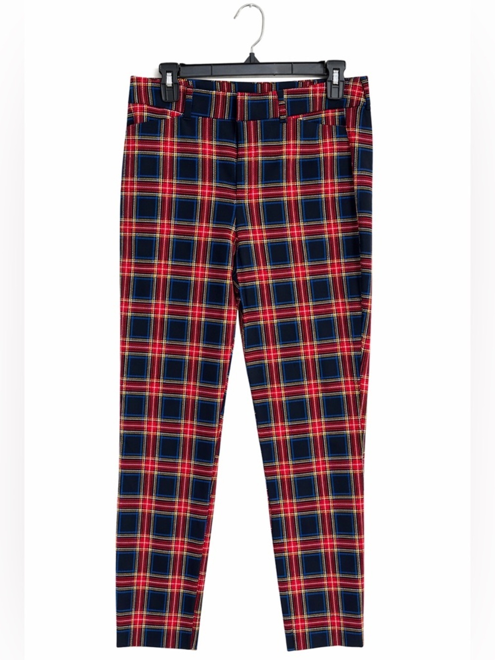 Old Navy Pixie Skinny Ankle Pants Women’s 8 Tall Red Blue Plaid High Rise